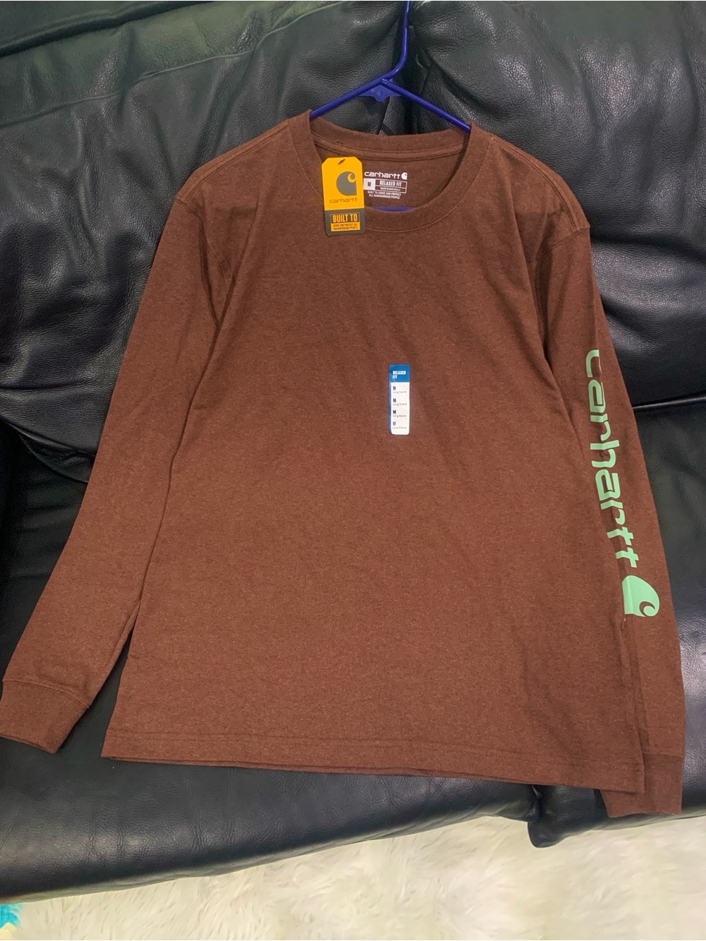 Carhartt NWT Brown Long Sleeve Logo Sleeve Tee